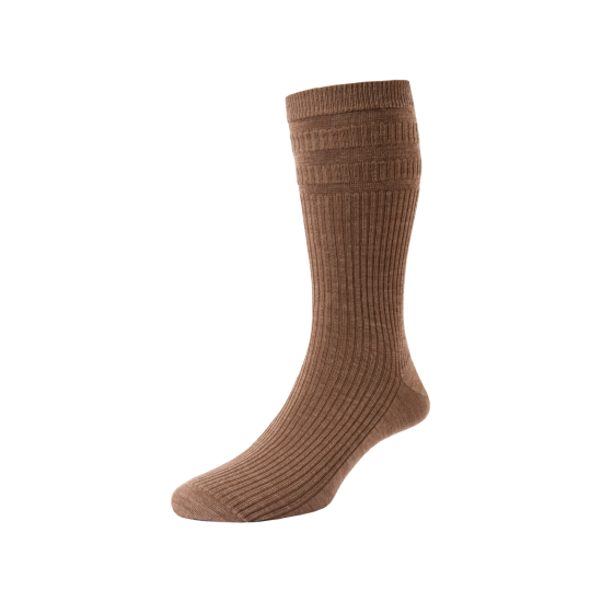 HJ Hall Wool Soft Top Sock Camel
