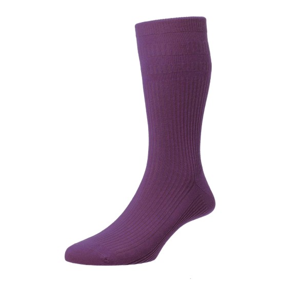 HJ Hall Wool Soft Top Sock Dark Purple