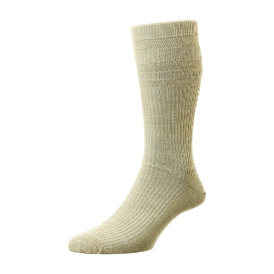 HJ Hall Wool Soft Top Sock Oatmeal