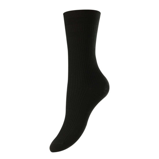 HJ Soft Top Cotton Rich Socks Black