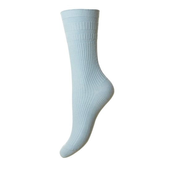 HJ Soft Top Cotton Rich Socks Duck Egg Blue