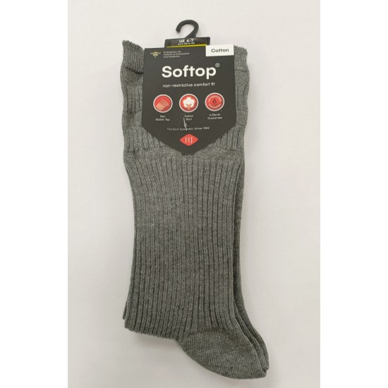 HJ Soft Top Cotton Rich Socks Mid Grey