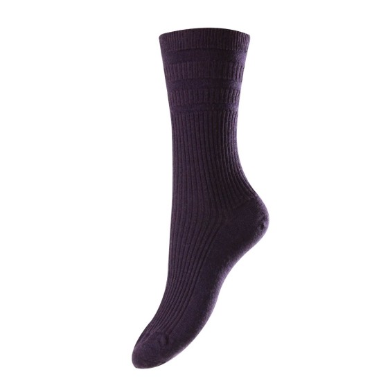 HJ Soft Top Wool Rich Socks Blackberry