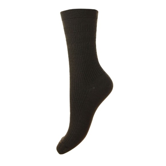 HJ Soft Top Wool Rich Socks Brown