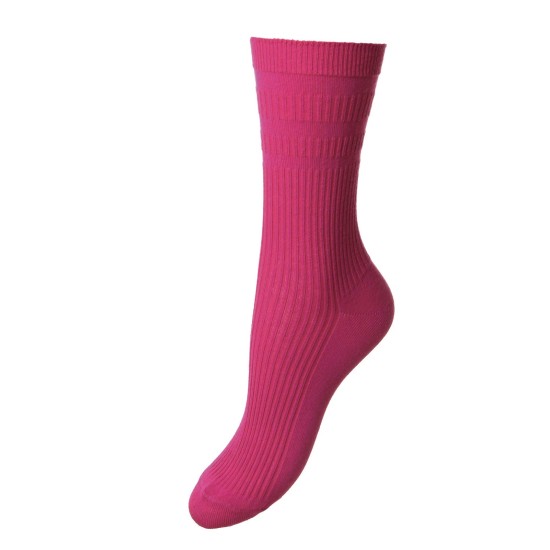 HJ Soft Top Wool Rich Socks Magenta