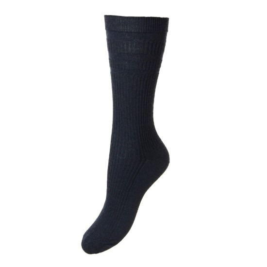 HJ Soft Top Wool Rich Socks Navy