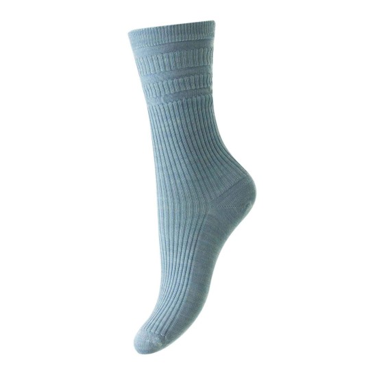 HJ Soft Top Wool Rich Socks Sky Blue