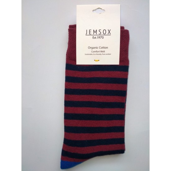 Jemsox Organic Cotton Bretton Stripe Burgundy