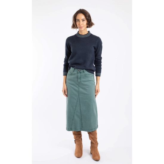 Juda Denim Longline Skirt- Deep Teal