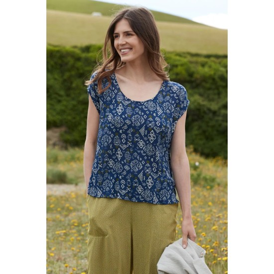 Kas Print Top - Indigo