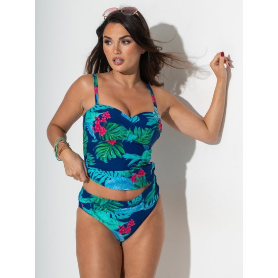 Kefalonia Wireless Tankini Set- Navy Tropical