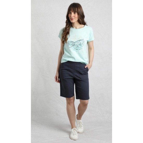 Kinnie Flat Front Shorts- Navy