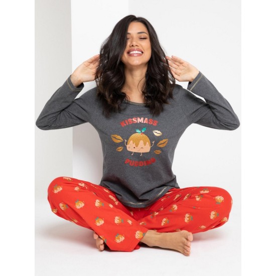 Kissmas Pudding Pyjama Set - Grey/Red