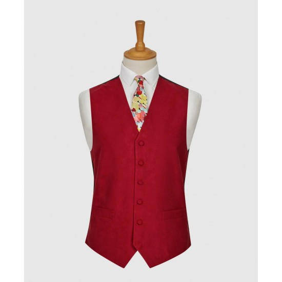 LA Smith Suede look Waistcoat- Red