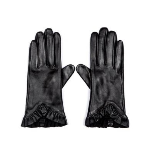 Lavender Leather Gloves - Black