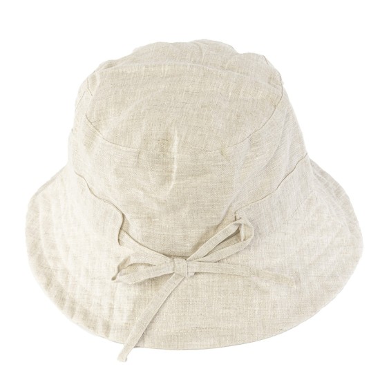 Linen Bucket Hat with Bow Tie - One Size