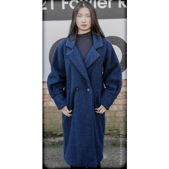 Longline Boucle Winter Coat- Navy