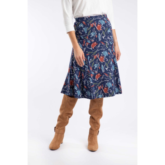 Lorient Printed Jersey Midi Skirt -Navy/Blue
