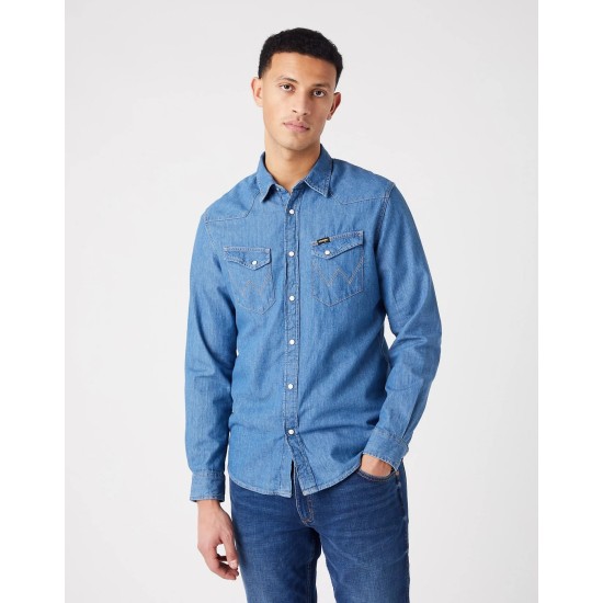 Wrangler LS Western Shirt Mid Stone