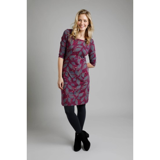 Markle Printed Sparkle Dress- Purple Wine