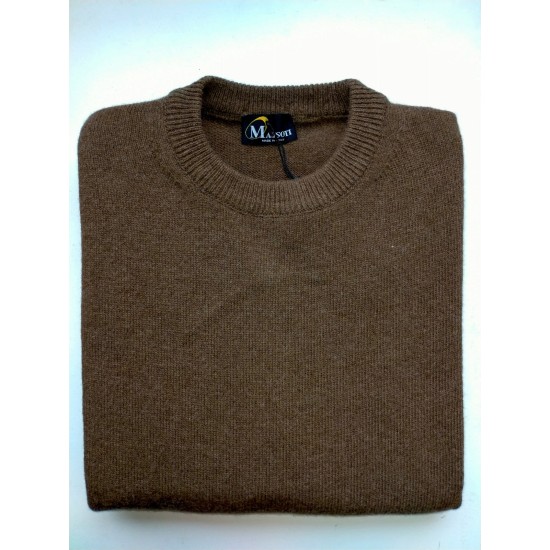 Massoti 100% Lambswool Crew Brown