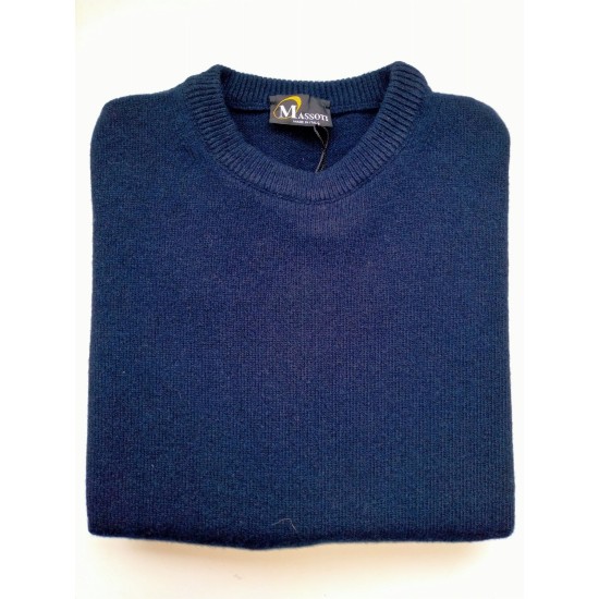 Massoti 100% Lambswool Crew Navy