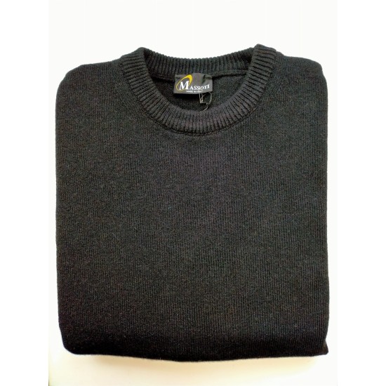 Massoti 100% Lambswool Crew Black