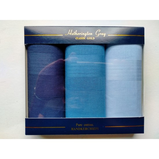 Mens 3 Pk Plain Dyed Handkerchiefs 