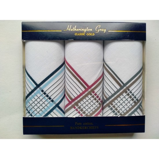 Mens 3 Pk Patterned & Dyed Handkerchiefs