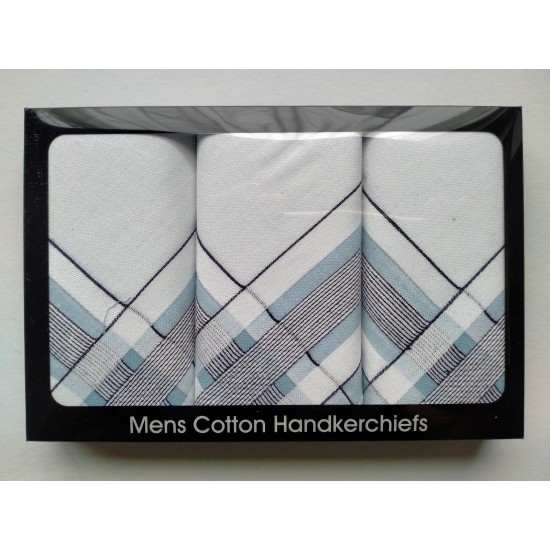 Mens 3 Pk Patterned Dyed Handkerchiefs 