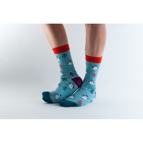 Doris & Dude Socks Mint Snowman