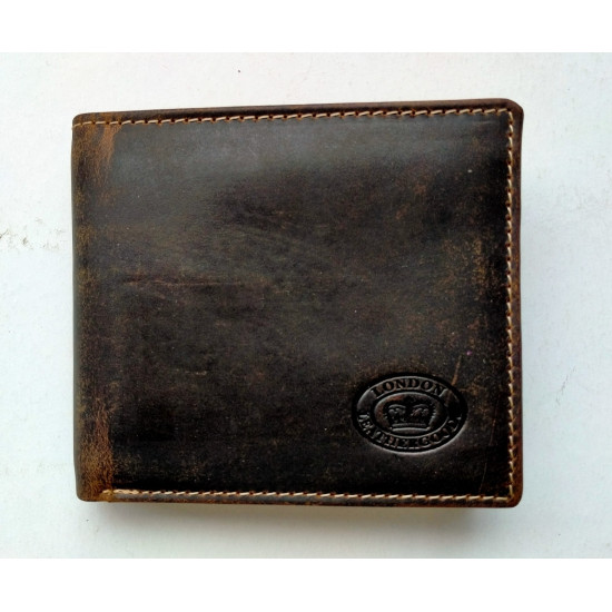 Mens Leather Wallet- Dk Brown Tan