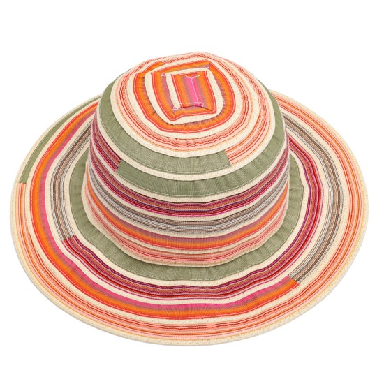 Multi-Striped Ribbon Sun Hat - One Size