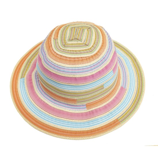 Multi-Striped Ribbon Sun Hat - One Size