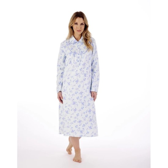 Brushed Cotton Nightdress- Blue