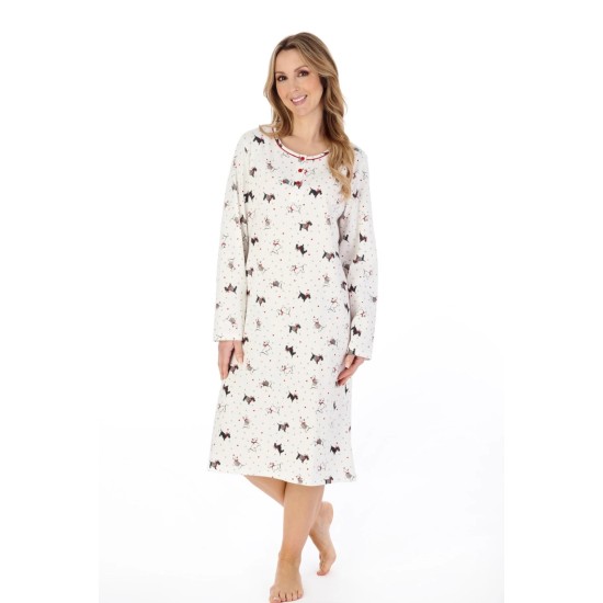 Scottie Dog L/S Nightdress- Ivory