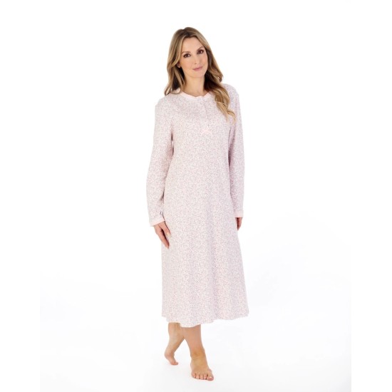 Ditsy Floral L/S Nightdress - Pink