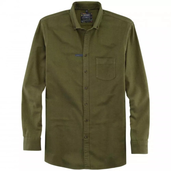 Olymp Casual L/s Brushed Shirt- Green