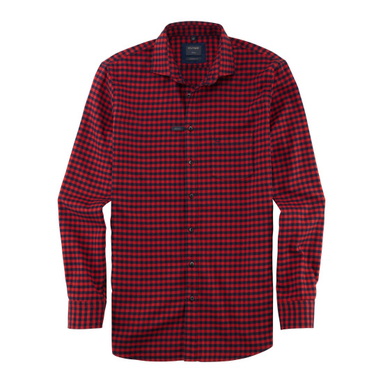 Olymp Casual L/s Brushed Shirt- Red Gingham