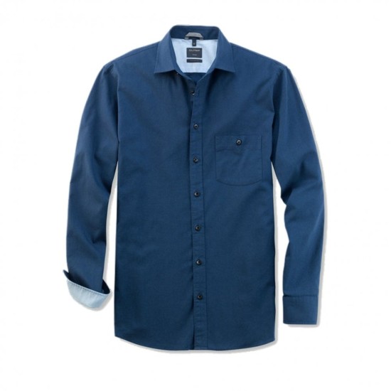 Olymp Casual L/s Plain Shirt- Navy