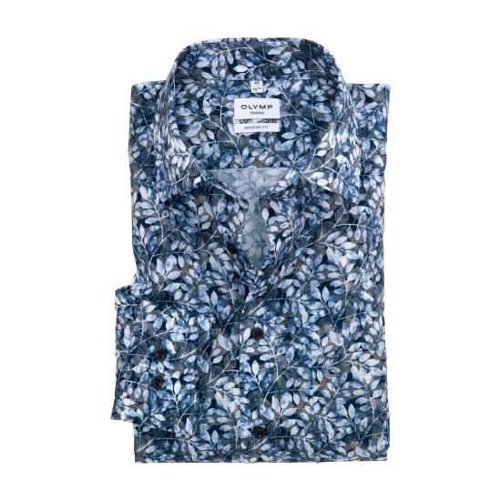 Olymp Casual L/s Shirt- Blue Flowers