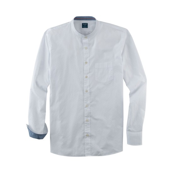 Olymp Casual M/f L/s Grandad Shirt- White