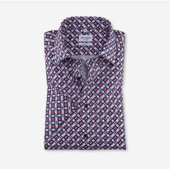 Olymp Casual S/S- Red Blue Circles