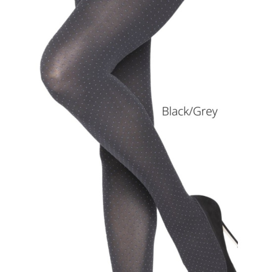 Opaque Two Tone Spot Tights- Black/Grey
