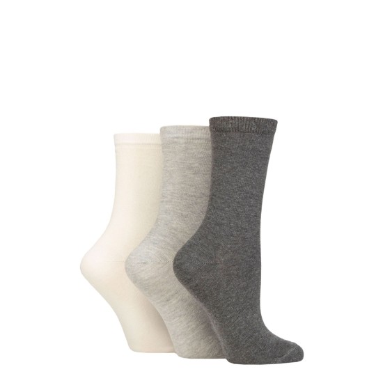 Organic Cotton Ankle Socks 3pk Grey Mix