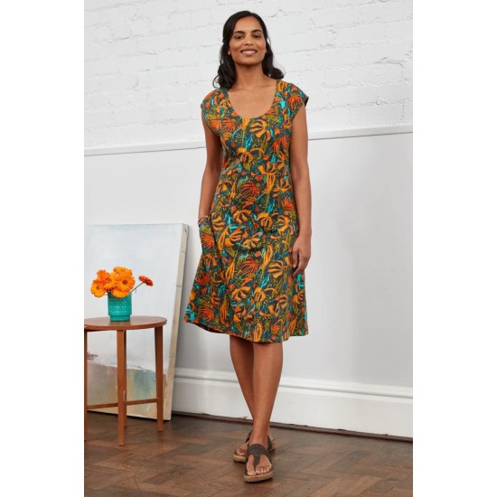 Organic Fit & Flare Dress- Cinnamon