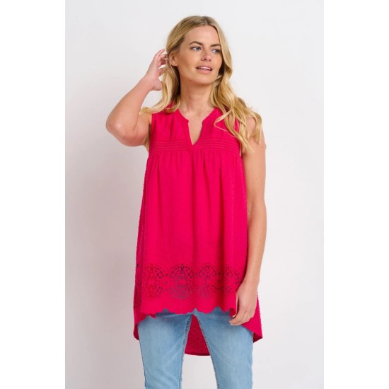 Orla Sleeveless Broderie Blouse  Pink