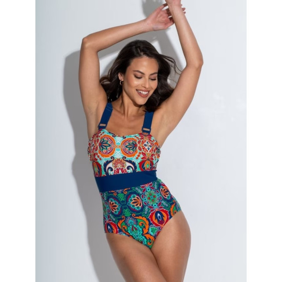 Palm Springs Colourblock Control Swimsuit- Navy/Aqua