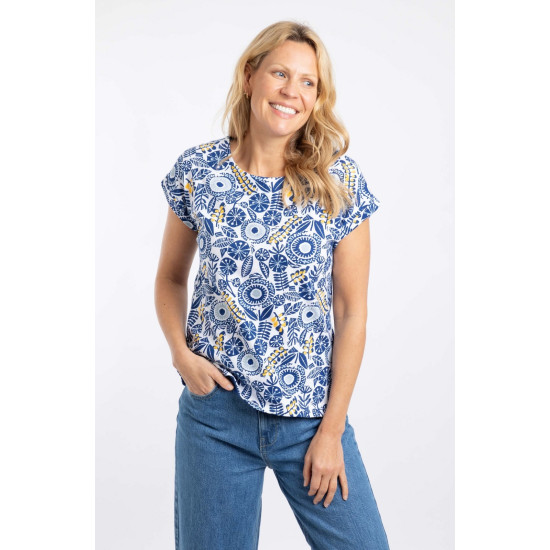 Paw Paw Organic Printed Top - Blue Sapphire