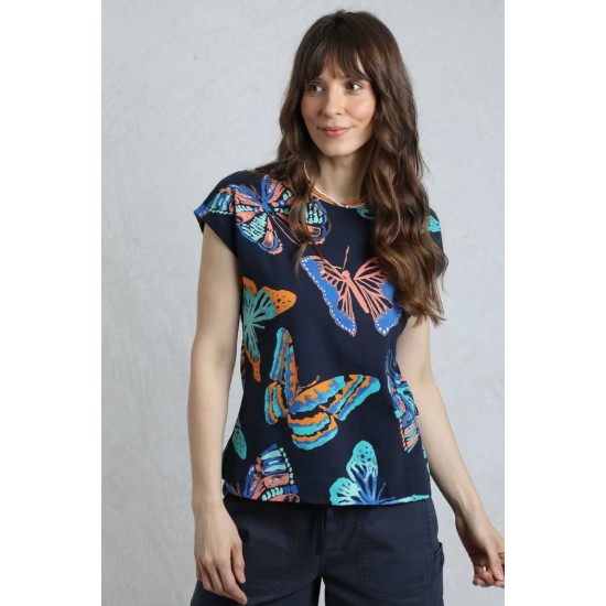 Paw Paw Organic Printed Top - Dark Blue